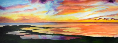 Levendige zonsondergang aan de kust door Maxine Shore