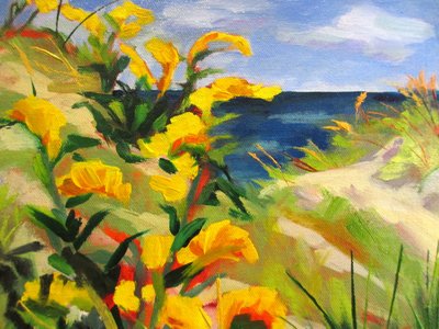 Gele duinbloemen door Maxine Shore