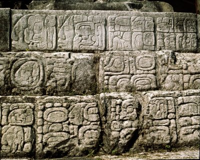 Glyphs in huis C, patio 2 in het paleis door Mayan