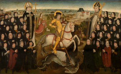De leden van het Gilde van het Grote Kruisboog van Mechelen door Meester van de Mechelse Sint Jorisgilde