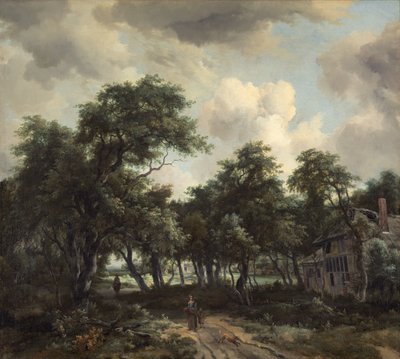 Hut tussen Bomen door Meindert Hobbema