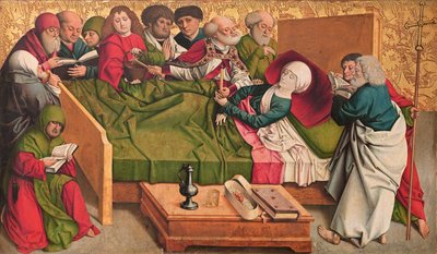 Dood van Maria, middenpaneel van het zogenaamde Pretschlaipfer-drieluik door Meister von Großgmain