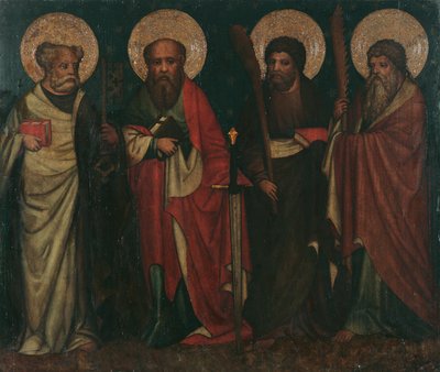 De apostelen Petrus, Paulus, Jakobus de Jongere en Simon door Meister von Laufen