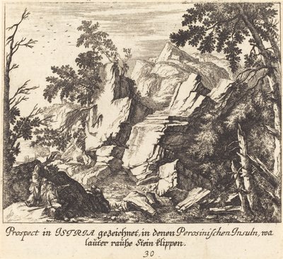 Uitzicht in Istrië door Melchior Küsel after Johann Wilhelm Baur