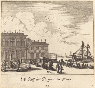 Uitzicht op Meers door Melchior Küsel after Johann Wilhelm Baur