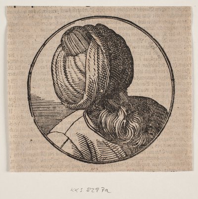 Circulair medaillon met de buste van een bebaarde man met tulband, diagonaal van bovenaf gezien, 3/4 profiel naar rechts door Melchior Lorck