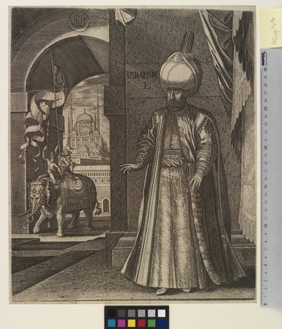 Portret van Sultan Suleiman de Grote (staand) door Melchior Lorck