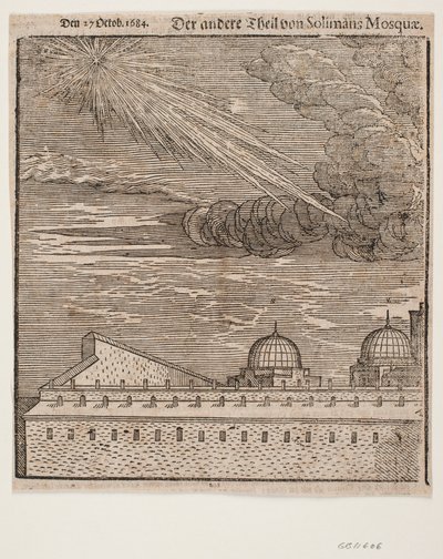 De Süleymaniye-moskee, gezien vanuit het noordoosten. Linkerhelft door Melchior Lorck
