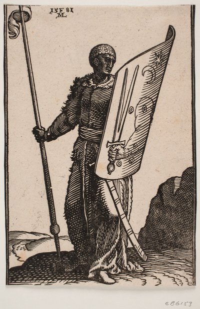 Krijger met Lans en Schild door Melchior Lorck