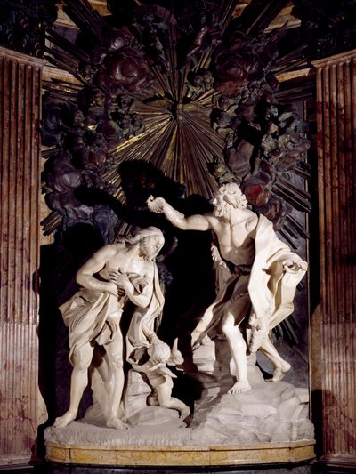 Marmeren beeldhouwwerk dat de doop van Christus uitbeeldt, Co-Cathedral of St John, Valletta, Malta door Melchiorre Cafa