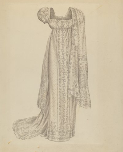Trouwjurk met sjaal, ca. 1939 door Melita Hofmann