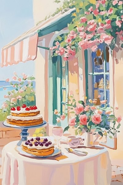 Café met Franse desserts door Melloi Art Prints