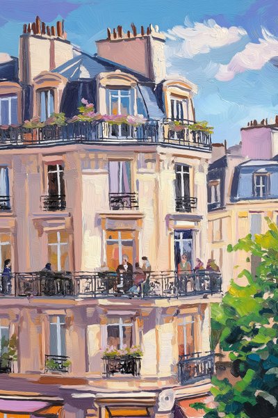 Parisian Corner Café door Melloi Art Prints