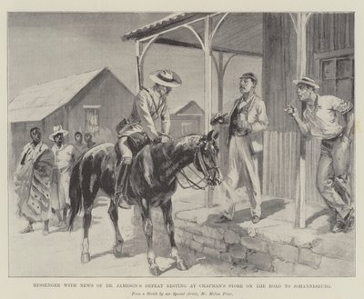 Bode met nieuws over de nederlaag van Dr. Jameson rustend bij Chapman