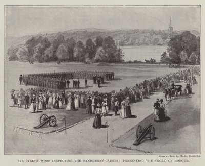 Sir Evelyn Wood inspecteert de Sandhurst Cadetten, presenteert het Ere-zwaard door Melton Prior