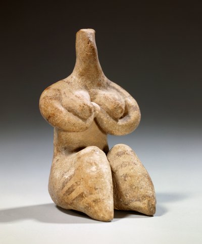 Mesopotamië: vruchtbaarheidsbeeldje in terracotta stijl Halaf. 4500 v.Chr. Parijs, Louvre Museum door Mesopotamian Mesopotamian