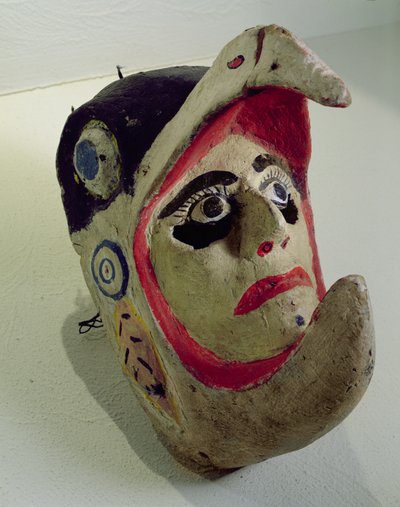 Adelaarskrijger masker (beschilderd hout) door Mexican School