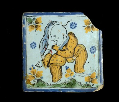 Tegel met een groteske Chinese man, ca. 1800 door Mexican School