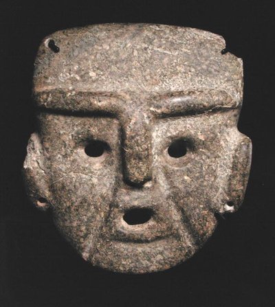 Masker, 300-100 v.Chr. (groensteen) door Mezcala Mezcala