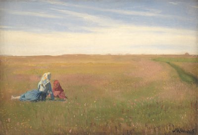 Twee Meisjes in een Veld. Een Zomerdag door Michael Ancher