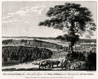 Hackwood Park, de zetel van zijn genade de hertog van Bolton, nabij Basingstoke, Hampshire, 1775 door Michael Angelo Rooker