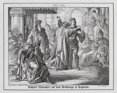 Koning Richard I van Engeland in Hagenau tijdens zijn gevangenschap door de Heilige Roomse Keizer Hendrik VI door Michael Echter