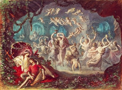 Decorontwerp voor Tannhauser uitvoering door Richard Wagner in het Nationaal Theater van München door Michael Echter