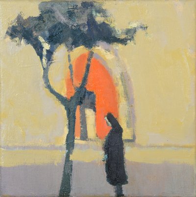 De kerk van Puymirol (olieverf op linnen) door Michael G. Clark