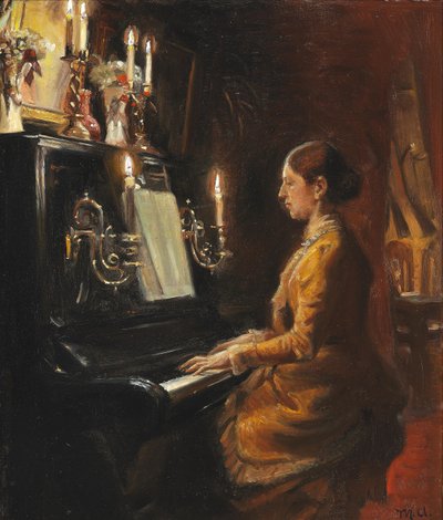 Anna aan de piano. door Michael Peter Ancher