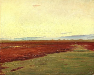 Zonsondergang over de brug bij Skagen. door Michael Peter Ancher