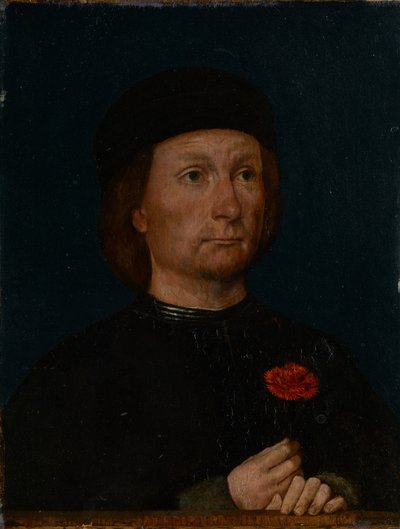 Portret van een man met een roze door Michael Sittow