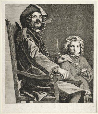 Man die een pijp rookt en een kleine jongen, ca. 1660 door Michael Sweerts