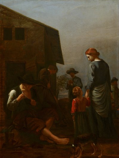 Boerenfamilie met Man die Vlooien Verwijdert door Michael Sweerts