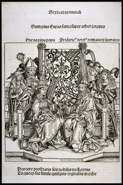 Ontmoeting tussen paus Pius II en Frederik III, keizer van Duitsland door Michael Wolgemut