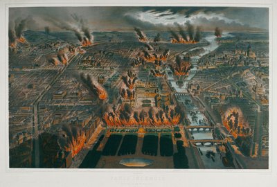 De Commune: Parijs brandt in de nacht van 24 op 25 mei 1871 ... (gravure) door Charles Fichot
