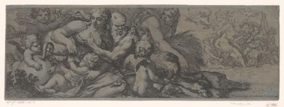 Faun met bacchante en putti door Michel Dorigny (attributed to)