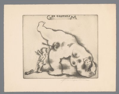 Ex libris van Gianni Mantero door Michel Fingesten (signed by artist)