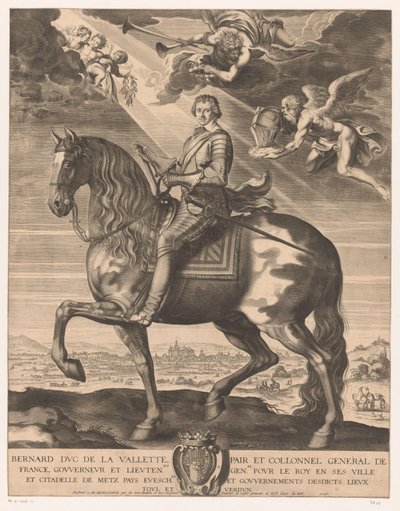 Ruiterportret van Bernard de Foix de la Valette, hertog van Epernon door Michel Lasne