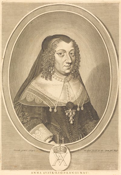Anna van Oostenrijk door Michel Lasne after Jean Nocret