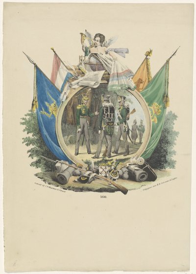 Medaillon met Vrijwillige Jagers der Leidse Hogeschool, 1830 door Michel Mourot