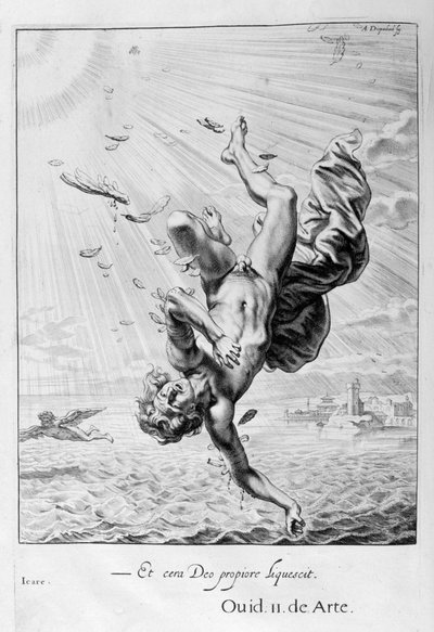 De val van Icarus, 1655 door Michel de Marolles