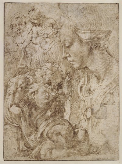 Studies voor een heilige familie door Michelangelo