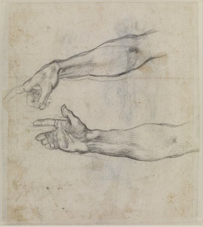 Studies van een uitgestrekte arm voor het fresco 