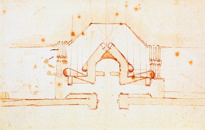 Tekening van vestingwerken voor Florence, ontwerp door Michelangelo Buonarroti (1475-1564), Italië door Michelangelo Buonarroti