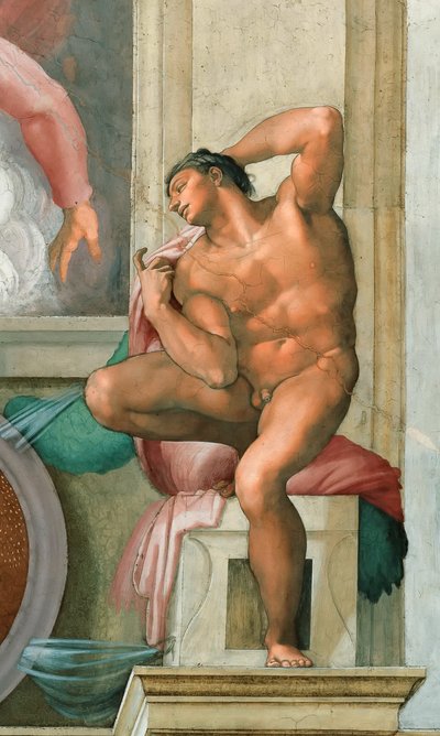 Ignudo Sixtijnse Kapel plafond in het Vaticaan door Michelangelo Buonarroti