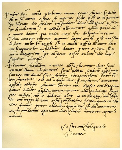 Brief van Michelangelo Buonarroti aan zijn vader, juni 1508 door Michelangelo Buonarroti