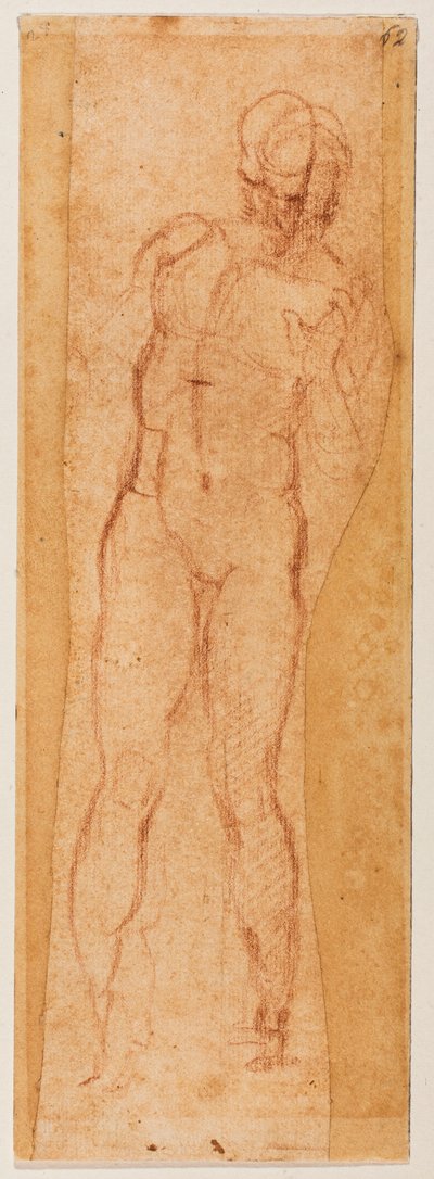 Studie voor een mannelijke figuur door Michelangelo Buonarroti