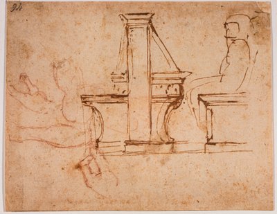 Studie voor het plafond van de leeszaal van de Laurentiaanse Bibliotheek door Michelangelo Buonarroti