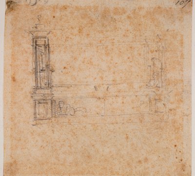 Studie van dubbele grafmuur voor de Nieuwe Sacristie door Michelangelo Buonarroti