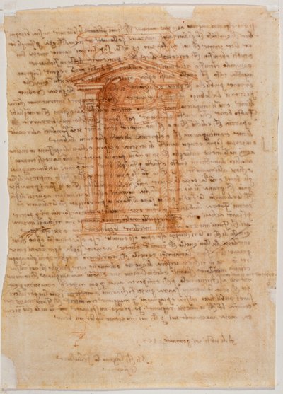 Tabernakel met nis, brief van Michelangelo aan Piero Gondi door Michelangelo Buonarroti